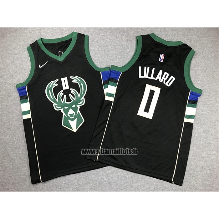 Maillot Enfant Milwaukee Bucks Damian Lillard NO 0 Statement 2018-19 Noir